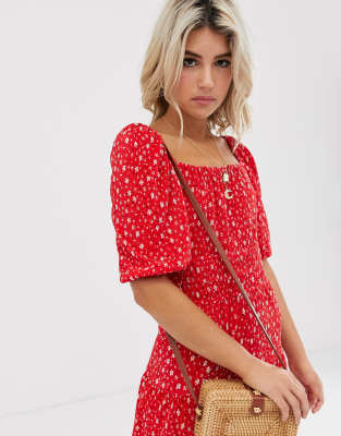 asos red ditsy dress