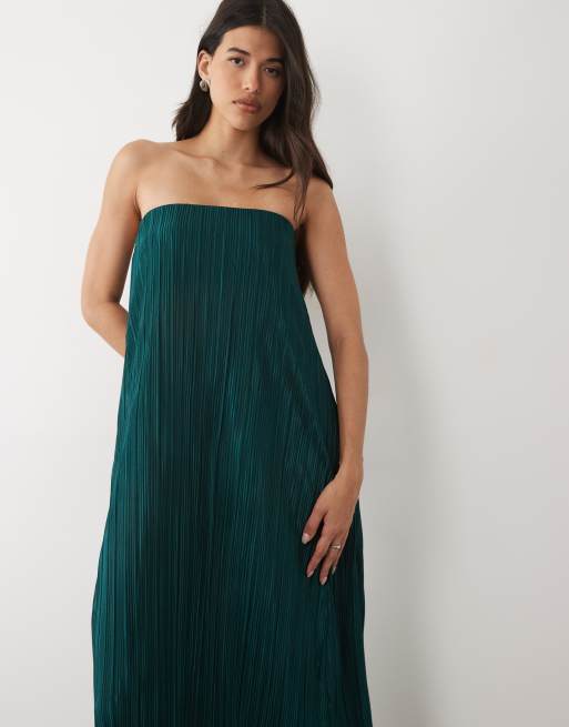 ASOS DESIGN - Plissé midi bandeau-jurk met A-lijn in groenblauw, 3 van 4