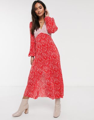 red spotty midi dress