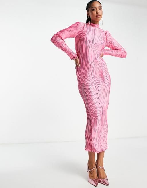 Pink plisse dress sale