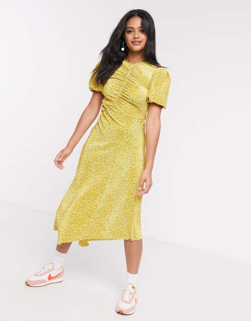 Yellow sales plisse dress