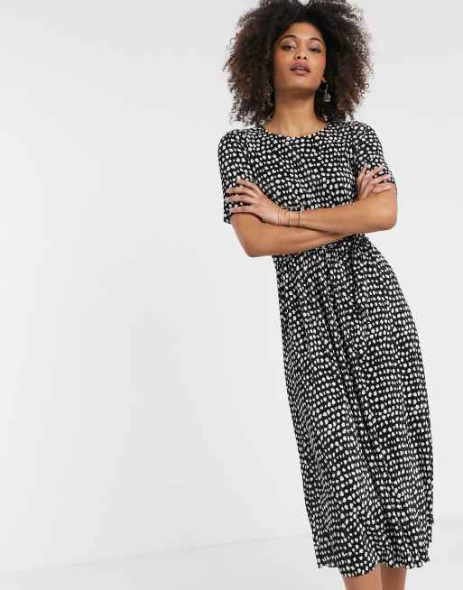 Asos black and white midi sale dress