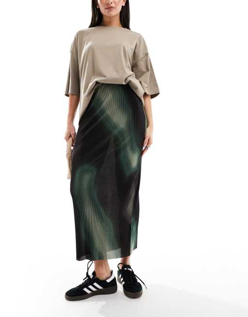 ASOS DESIGN plisse midi skirt in multi