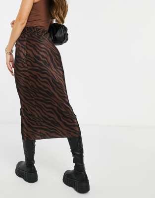 animal print midi skirt asos