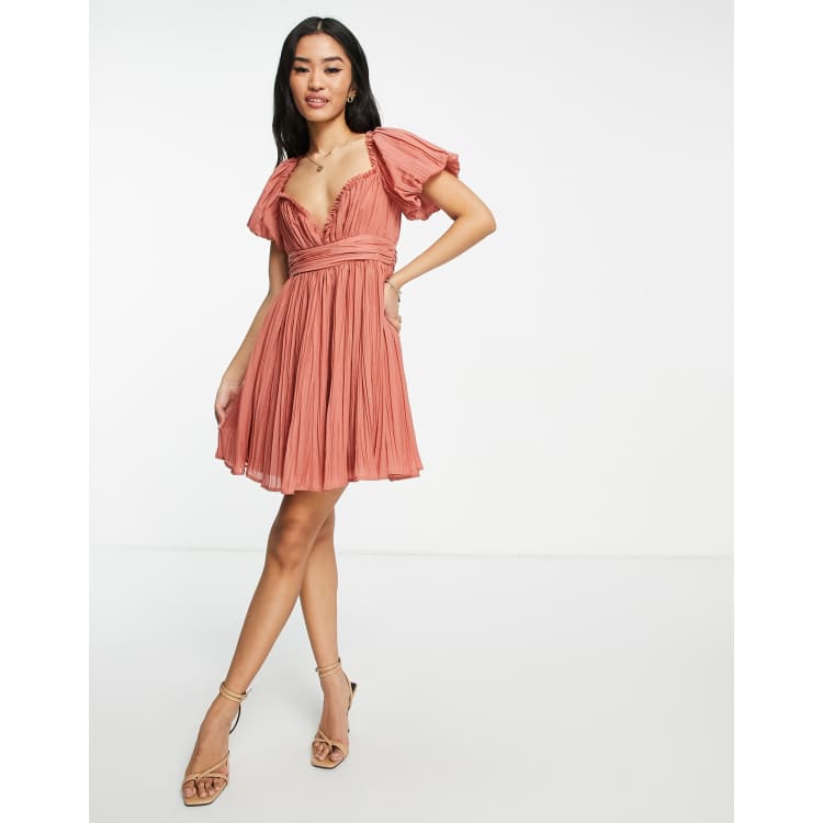 Boutique lace plunge skater on sale dress