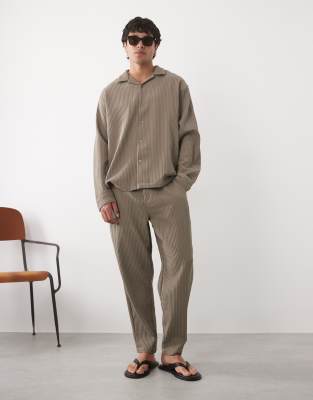 Asos Design Plisse Pants In Brown