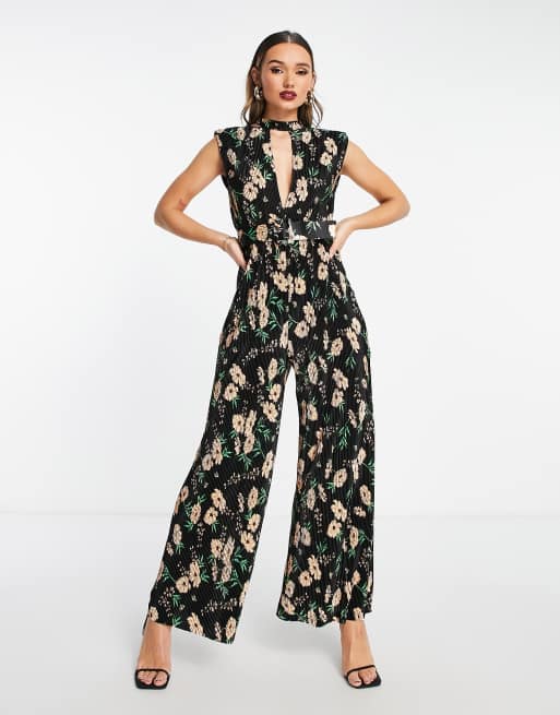 Plunge cheap belted jumpsuit