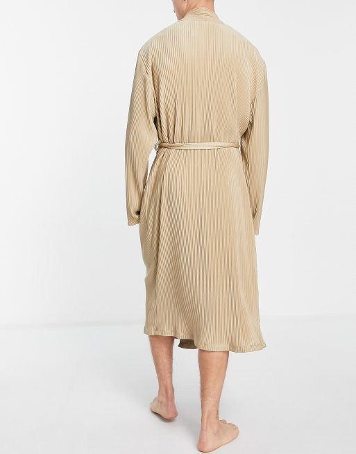 ASOS DESIGN plisse robe in brown part of a set