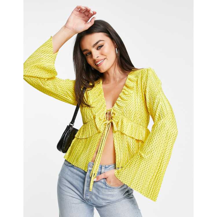 Yellow store ruffle blouse