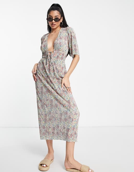 Asos green ditsy dress sale