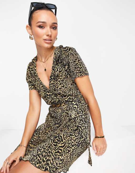 Leopard print outlet wrap dress asos