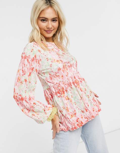 ASOS DESIGN plisse smock in print - view 1
