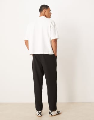Asos Design Plisse Tapered Pants In Black