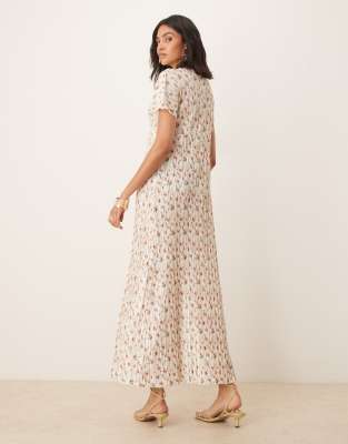 Asos Design Plisse V Neck Midi Dress