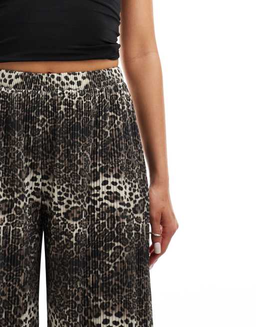 ASOS DESIGN plisse wide culottes in animal ASOS