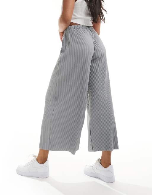 ASOS DESIGN plisse wide culottes in gray heather | ASOS