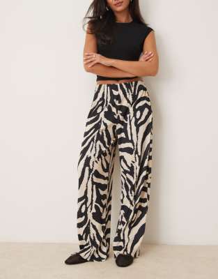 Asos Design Plisse Wide Leg Pants In Black