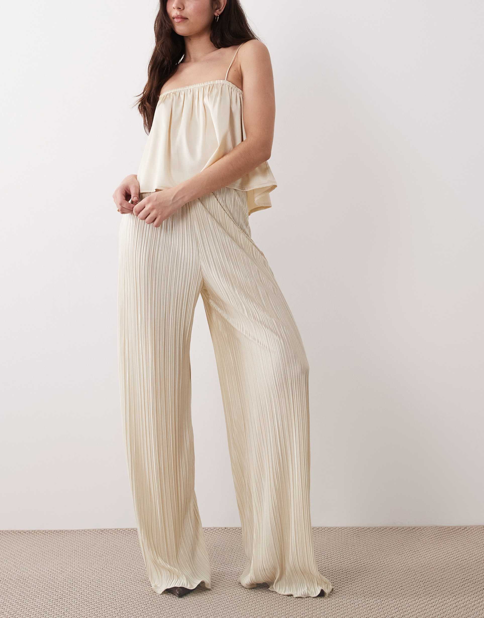asos design plisse wide leg pants