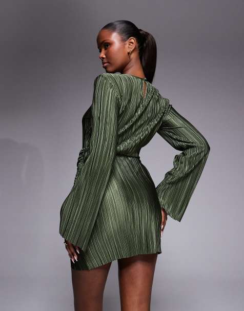 white christmas dresses Green fit and flare spring wrap dress 4966 – Xiaolizi main image 1