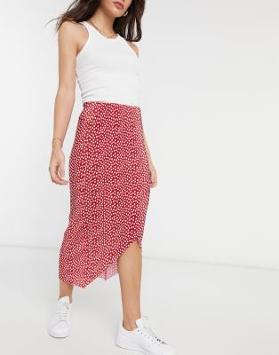 polka dot wrap midi skirt