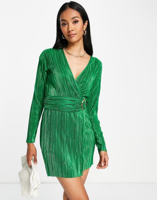 Topshop Maternity plisse wrap dress in green