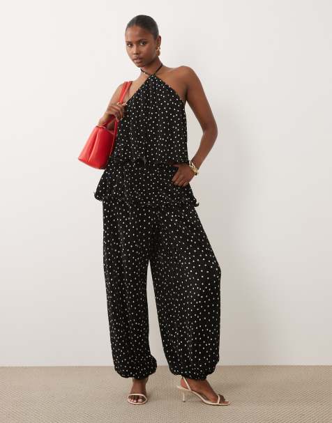 ASOS DESIGN – Plissee-Ballonhose mit Punktemuster und Rock-Overlay - view 1