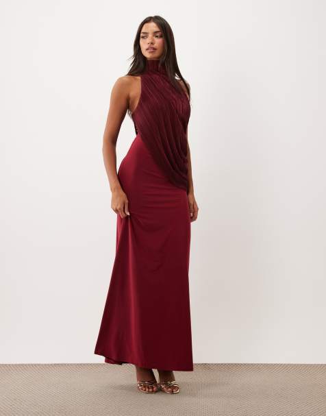 ASOS DESIGN Plissee-Maxikleid mit Kontrast und drapiertem Neckholder - view 1