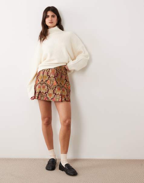 ASOS DESIGN plisserad minikjol i jacquard - view 1