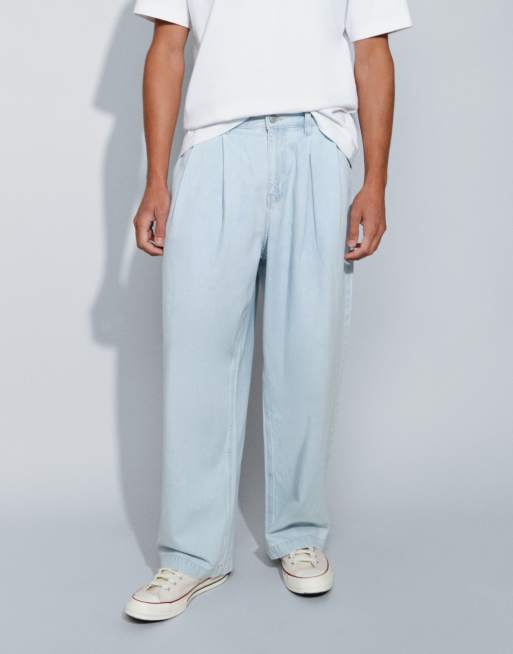 ASOS DESIGN - Plisserede barrel-jeans i lyseblå vask, 4 af 5