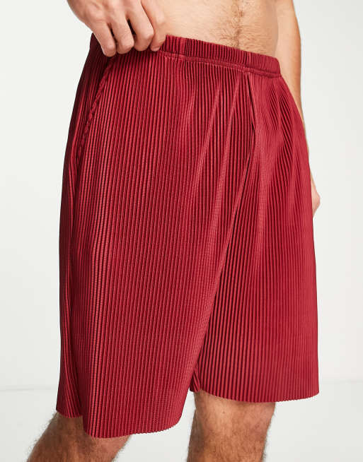 ASOS DESIGN - Plisserede loungeshorts i bordeauxrød