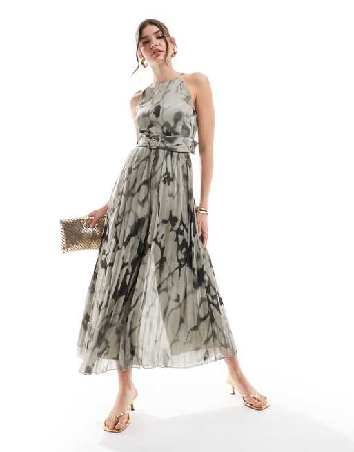 ASOS DESIGN - Plisseret culotte-jumpsuit med bælte og sort/hvidt print, 4 af 4