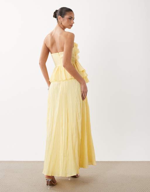 ASOS DESIGN - Plisseret gul bandeau-maxikjole, 4 af 4