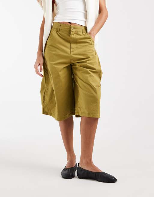 ASOS DESIGN plisseret jort i blush twill i khaki, 3 af 5