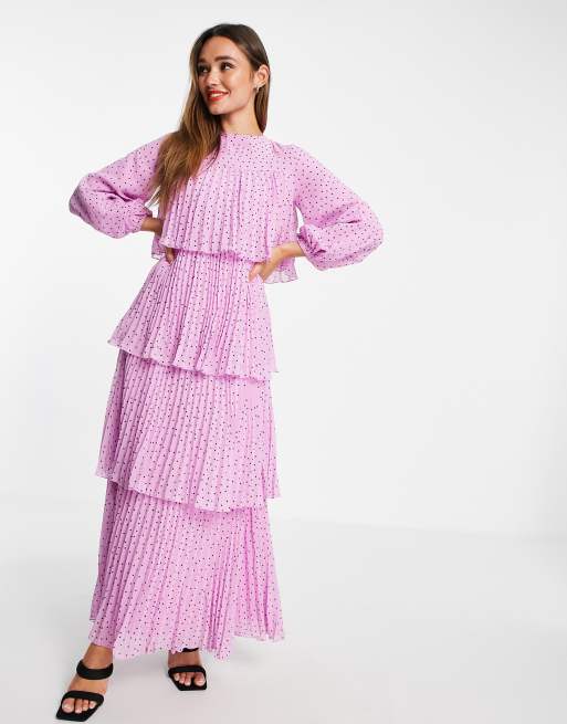 ASOS DESIGN - Plisseret og niveaudelt maxikjole med polkaprikker, 4 af 4