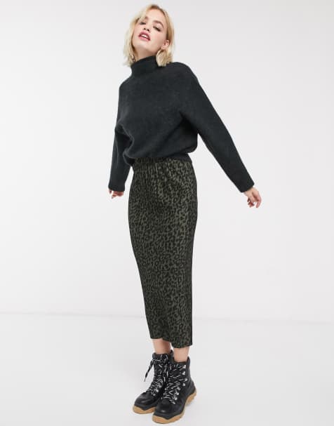 ASOS DESIGN – Plissierter, Maxi-Schlauchrock mit Leopardenmuster