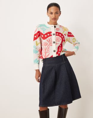 ASOS DESIGN - Plissierter Midi-Jeansrock in Indigoblau