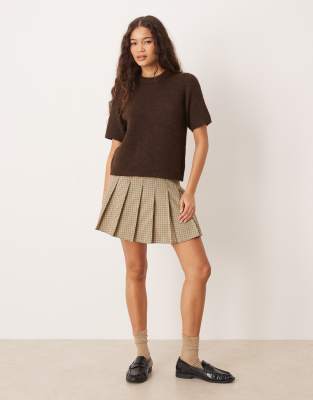 ASOS DESIGN - Plissierter Minirock mit Karomuster-Bunt