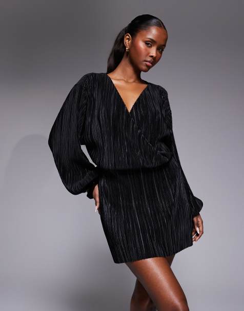 ASOS DESIGN – Plissiertes Blouson-Minikleid in Schwarz - view 1