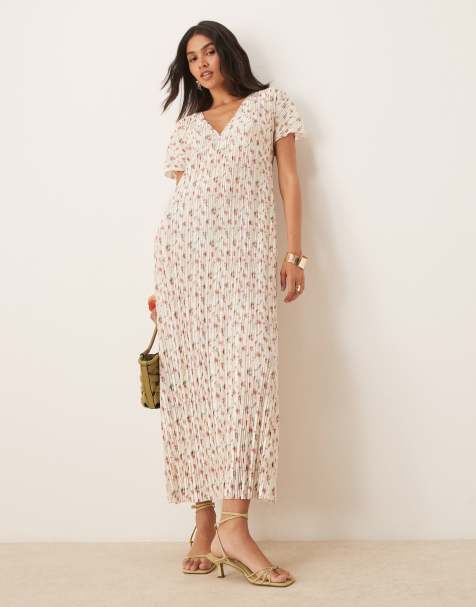 ASOS DESIGN – Plissiertes Midikleid mit Blümchenmuster und V-Ausschnitt - view 1