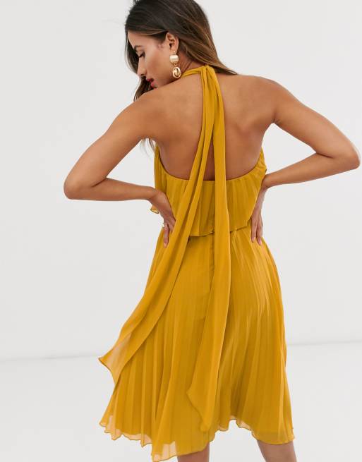 ASOS DESIGN – Plissiertes Midikleid mit Neckholder zum Zubinden, 2 von 4
