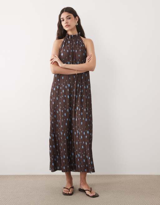 ASOS DESIGN – Plissiertes Neckholder-Midikleid mit Punktemuster, 2 von 4