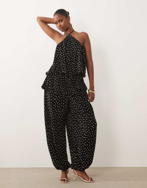 ASOS DESIGN – Plissiertes Set mit Ballon-Schnitt und Punktemuster - view 1