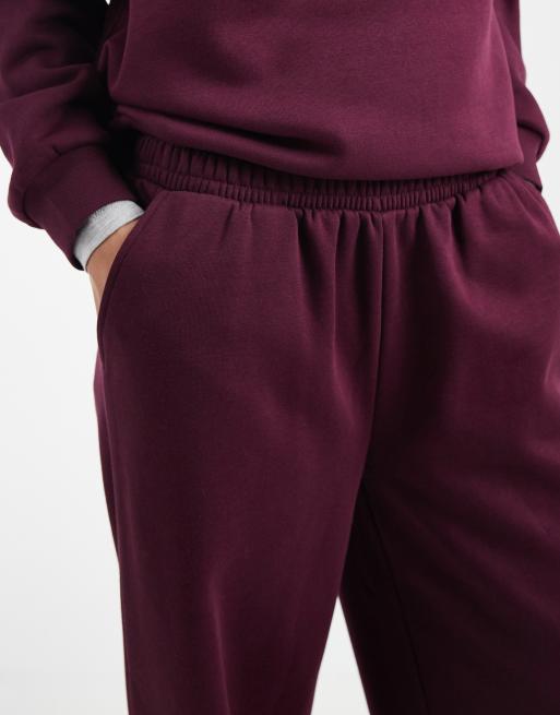 ASOS DESIGN – Plommonfärgade mjukisbyxor med vida ben och borstad insida, 3 av 5