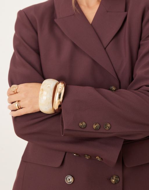 ASOS DESIGN – Plommonlila, figursydd, avslappnad, dubbelknäppt kavaj, del av kostym, 4 av 4