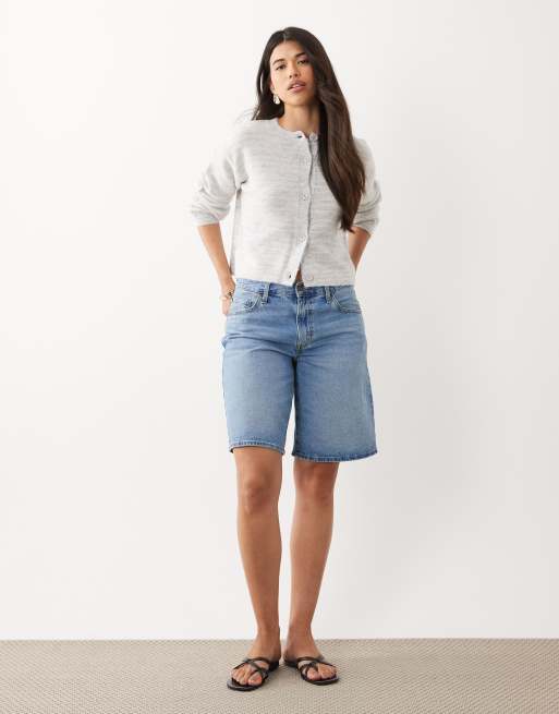 ASOS DESIGN - Pluizig gebreid recht vest met strepen in grijs, 2 van 4