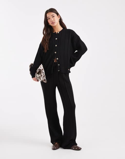 ASOS DESIGN - Pluizig gebreid vest in zwart, deel van co-ord set, 3 van 4