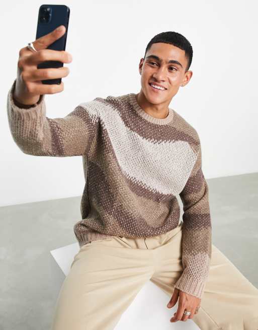 ASOS DESIGN - Pluizig gebreide trui met abstract dessin