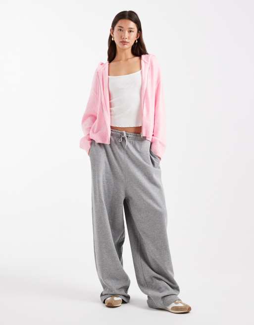 ASOS DESIGN - Pluizige gebreide hoodie met rits in lichtroze, 3 van 4