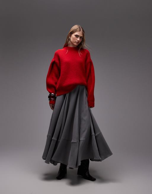 ASOS DESIGN - Pluizige gebreide trui met ronde hals in rood, 3 van 4