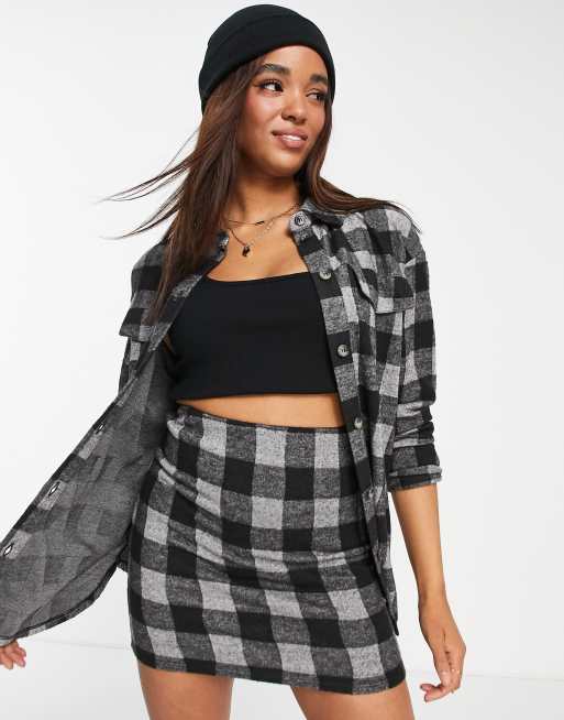 ASOS DESIGN - Pluizige nette shacket met grote ruitprint